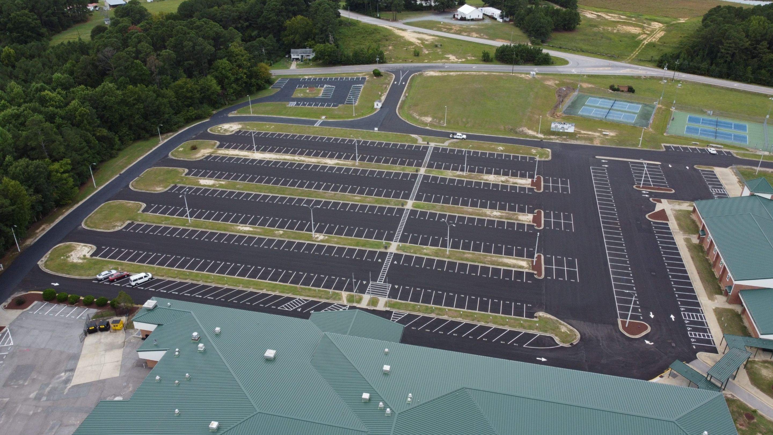 South Johnston High School parking lot in Four Oaks, North Carolina