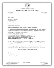 NCDOT Prequalified Bidder 2024